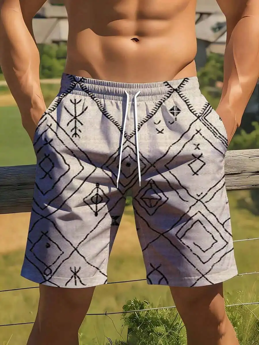 Mens Geometric Pattern Beach Shorts For Summer Outdoor Vacation
Mens Geometric Pattern Beach Shorts For Summer Outdoor Vacation