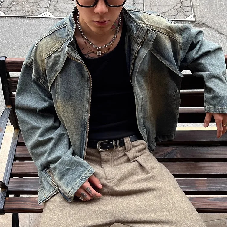 Coat Men Denim Coats Stand Neck Jackets Zipper Full Sleeve Vintage Y2k Streetwear Work Casual Washed Splice Jacket 2026 Summer
Coat Men Denim Coats Stand Neck Jackets Zipper Full Sleeve Vintage Y2k Streetwear Work Casual Washed Splice Jacket 2026 Summer