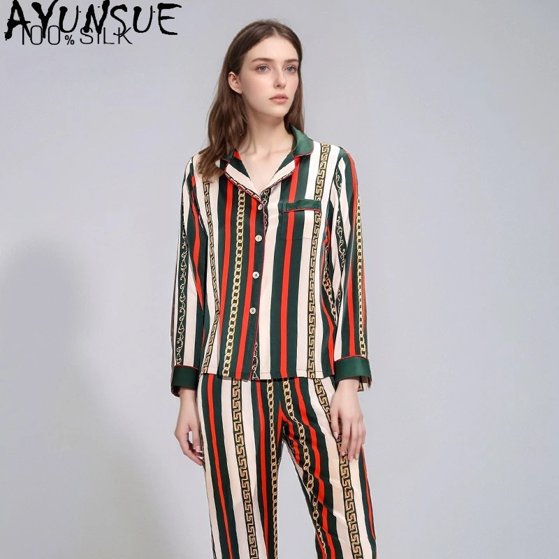 AYUNSUE 19 мм 100% шелковая одежда для сна, женская одежда, летние пижамные комплекты, повседневные брюки, топ с длинными рукавами, комплект из двух предметов Пижама
AYUNSUE 19 мм 100% шелковая одежда для сна, женская одежда, летние пижамные комплекты, повседневные брюки, топ с длинными рукавами, комплект из двух предметов Пижама