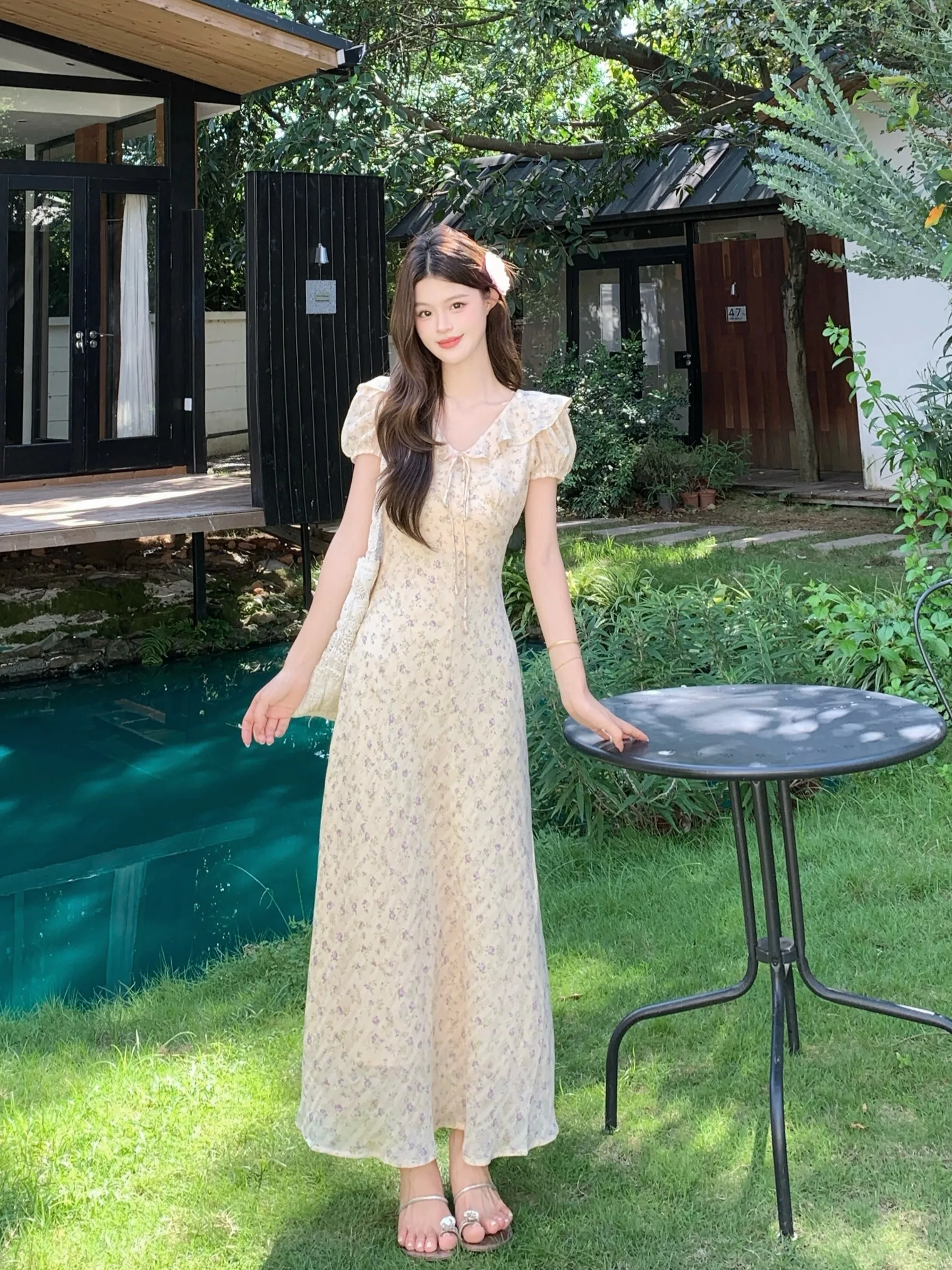 Sweet Style plus Size Women's Dress Floral Print A-Line Skirt Bubble Sleeve High Waist Slimming Summer New Arrival
Sweet Style plus Size Women's Dress Floral Print A-Line Skirt Bubble Sleeve High Waist Slimming Summer New Arrival