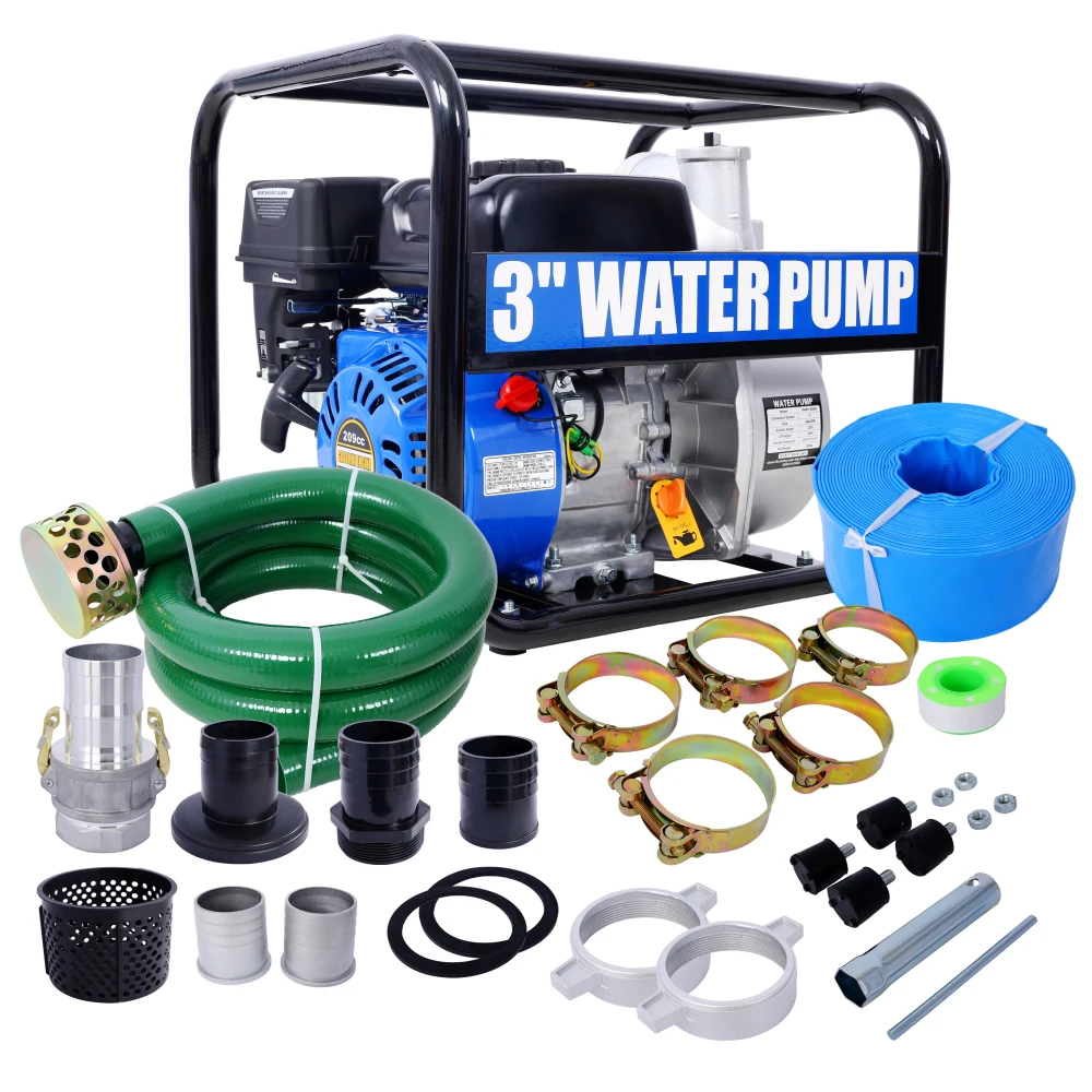 Semi Trash Pump 3 Inch 209cc 7HP 4 Stroke OHV ENGINE Gas Powered Semi Trash Water Pump 50 Ft Discharge Hose, 12 Ft Suction Hose
Semi Trash Pump 3 Inch 209cc 7HP 4 Stroke OHV ENGINE Gas Powered Semi Trash Water Pump 50 Ft Discharge Hose, 12 Ft Suction Hose