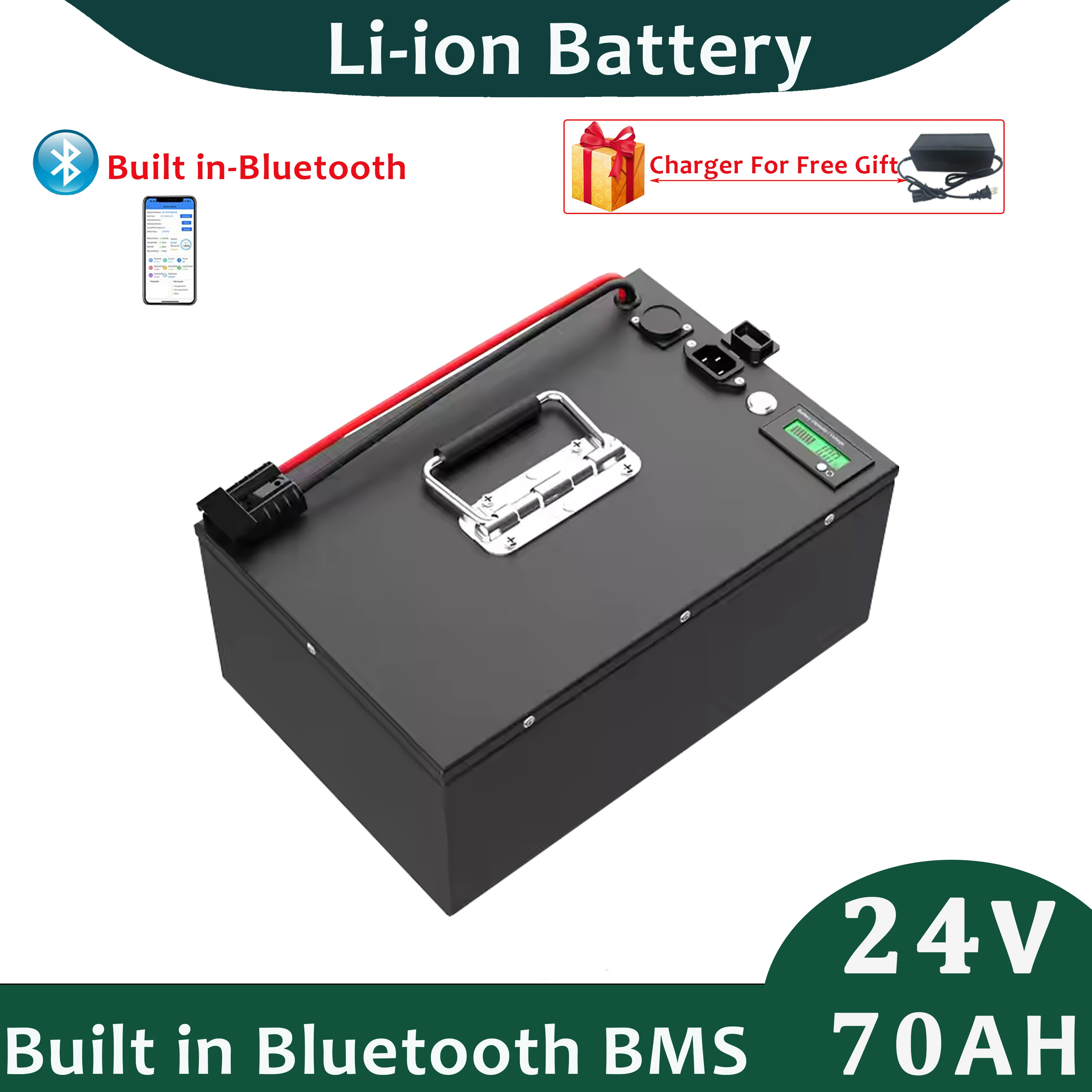 Литий-ионный аккумулятор 24 В, 70 Ач, встроенный BMS с Bluetooth для электрической тележки
Литий-ионный аккумулятор 24 В, 70 Ач, встроенный BMS с Bluetooth для электрической тележки