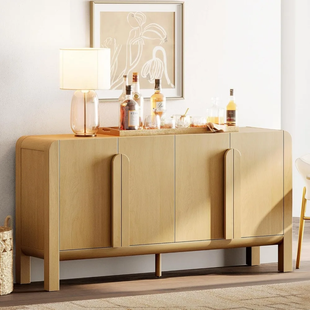 63" Wide Large Buffet Sideboard Cabinet with Storages, Modern Buffet Table Coffee Bar Wine Bar Storage Curved Cabinet wit
63" Wide Large Buffet Sideboard Cabinet with Storages, Modern Buffet Table Coffee Bar Wine Bar Storage Curved Cabinet wit