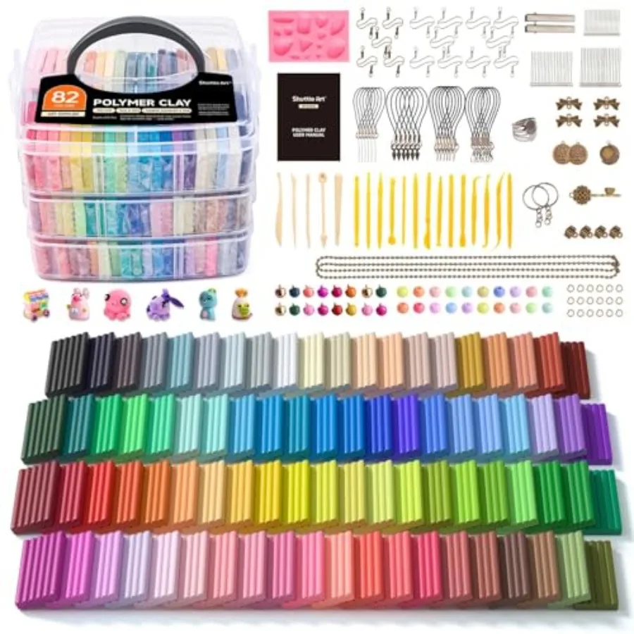 82 Colors Polymer Clay Kit, Oven Bake Clay for,19 Sculpting Tools, 16 Accessories, Non-Toxic, Non-Sticky DIY Crafts for Adults
82 Colors Polymer Clay Kit, Oven Bake Clay for,19 Sculpting Tools, 16 Accessories, Non-Toxic, Non-Sticky DIY Crafts for Adults