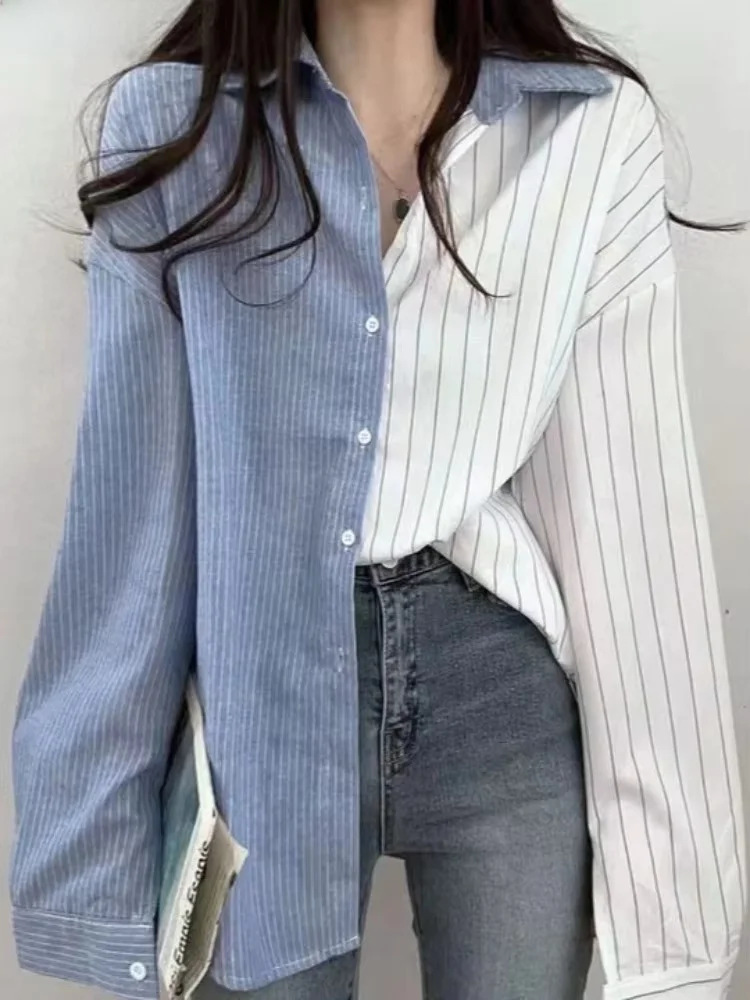 New Contrast Color Stripe Button Blouses 2026 Women Clothing Turn Down Collar Vintage Shirts Fashion Korean Casual Loose Blouse
New Contrast Color Stripe Button Blouses 2026 Women Clothing Turn Down Collar Vintage Shirts Fashion Korean Casual Loose Blouse