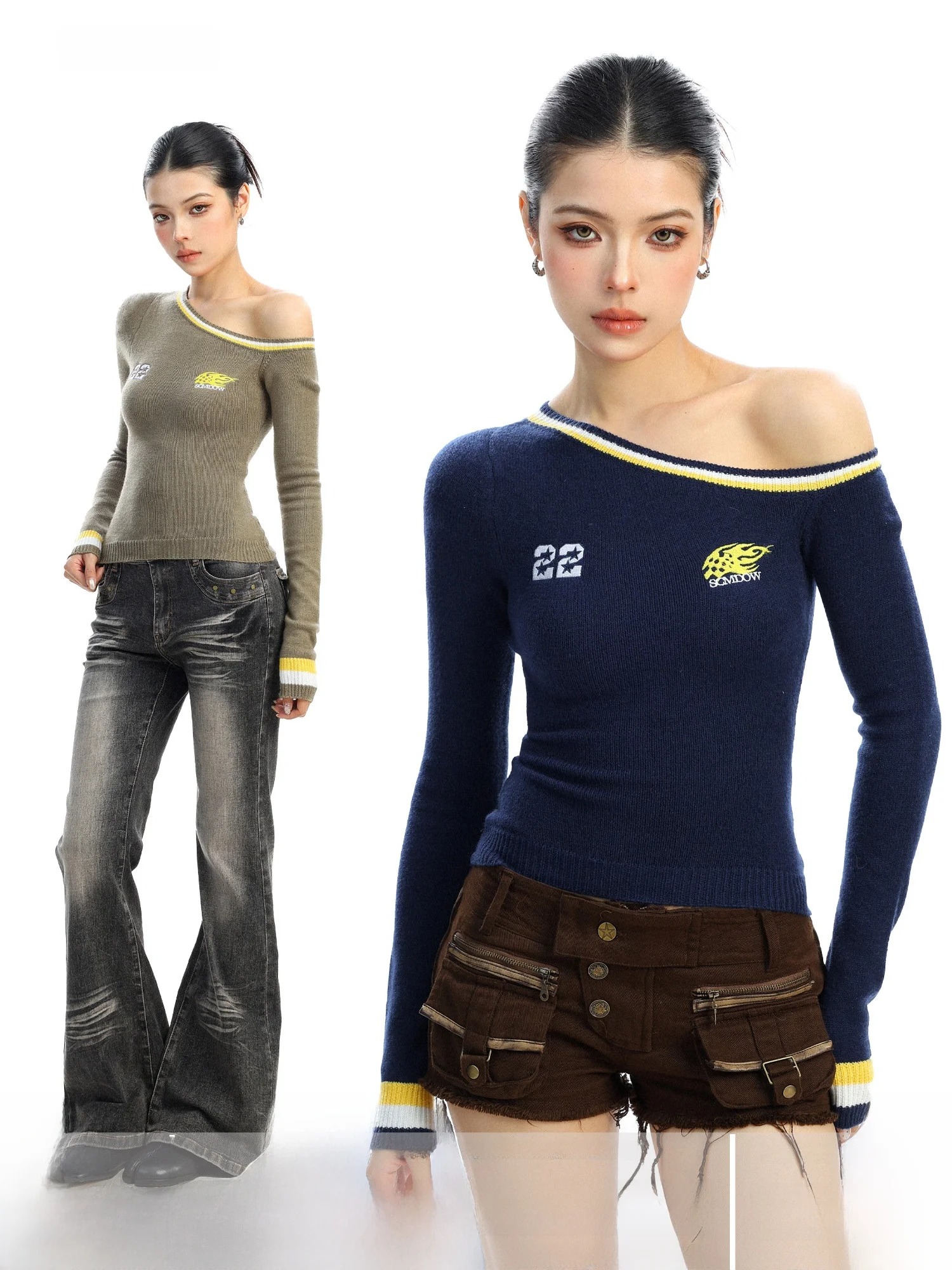 Американский спортивный вязаный свитер с цветными вставками на плечах, женский облегающий укороченный топ, весенняя мода, повседневный ретро-стиль
Американский спортивный вязаный свитер с цветными вставками на плечах, женский облегающий укороченный топ, весенняя мода, повседневный ретро-стиль