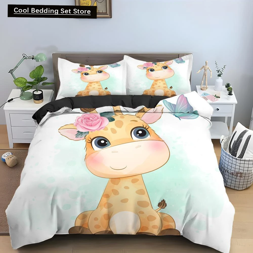 Cartoon Giraffe King Queen Duvet Cover Kids Girls Boys Animal Bedding Set Wildlife Quilt Cover 2/3pcs Polyester Comforter Cover
Cartoon Giraffe King Queen Duvet Cover Kids Girls Boys Animal Bedding Set Wildlife Quilt Cover 2/3pcs Polyester Comforter Cover