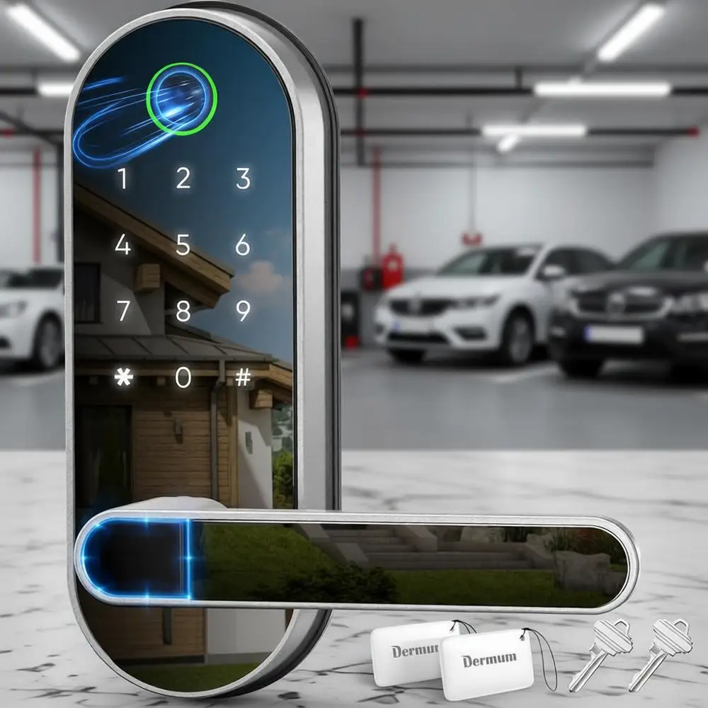 Fingerprint Digital Lock with Handle & Keypad: Electric Lock with Code, App Control Biometric Deadbolt Door Knob for Interior, E
Fingerprint Digital Lock with Handle & Keypad: Electric Lock with Code, App Control Biometric Deadbolt Door Knob for Interior, E