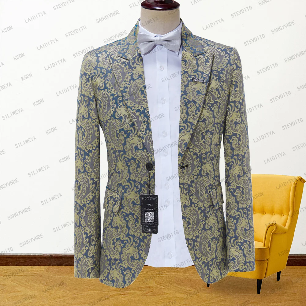 2023 New Blue Yellow Pattern Men Suits Handsome Groom Wedding Tuxedos Slim Fit Casual Formal Business Male Blazer Jacket Coat
2023 New Blue Yellow Pattern Men Suits Handsome Groom Wedding Tuxedos Slim Fit Casual Formal Business Male Blazer Jacket Coat