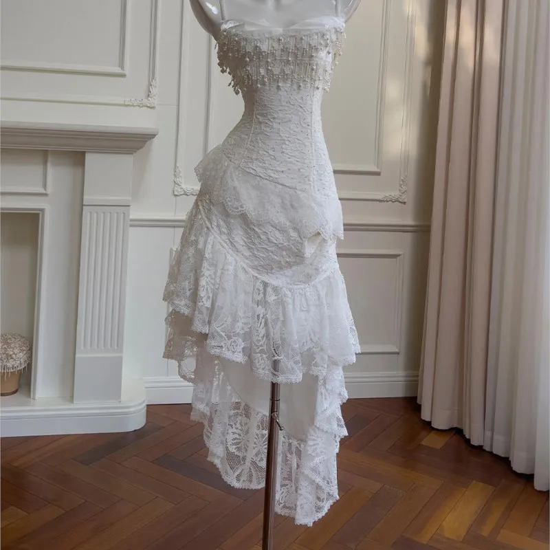 Sexy Lace Elegant Slim Outfits 90s Women Aesthetic Vintage Dress Solid color Slim Fairycore Crystal Chain Irregular Long Dresses
Sexy Lace Elegant Slim Outfits 90s Women Aesthetic Vintage Dress Solid color Slim Fairycore Crystal Chain Irregular Long Dresses