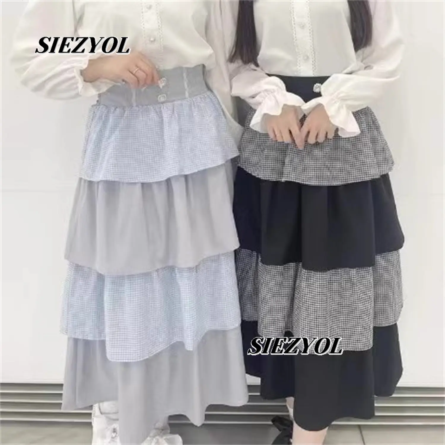 Versatile Sweet Girl Patchwork Midi Skirt New Spring/summer Japanese Style Plaid Ruffle High-waisted Long Skirts for Women
Versatile Sweet Girl Patchwork Midi Skirt New Spring/summer Japanese Style Plaid Ruffle High-waisted Long Skirts for Women