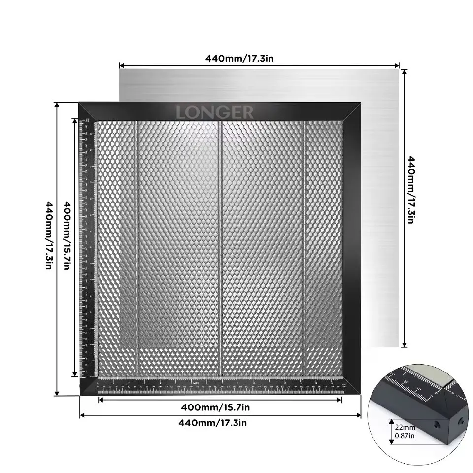 LONGER Honeycomb 440*440*22mm Working Table Honeycomb Laser lazer Bed Aluminum Mesh Panel for Laser Engraver Engraving Machine
LONGER Honeycomb 440*440*22mm Working Table Honeycomb Laser lazer Bed Aluminum Mesh Panel for Laser Engraver Engraving Machine