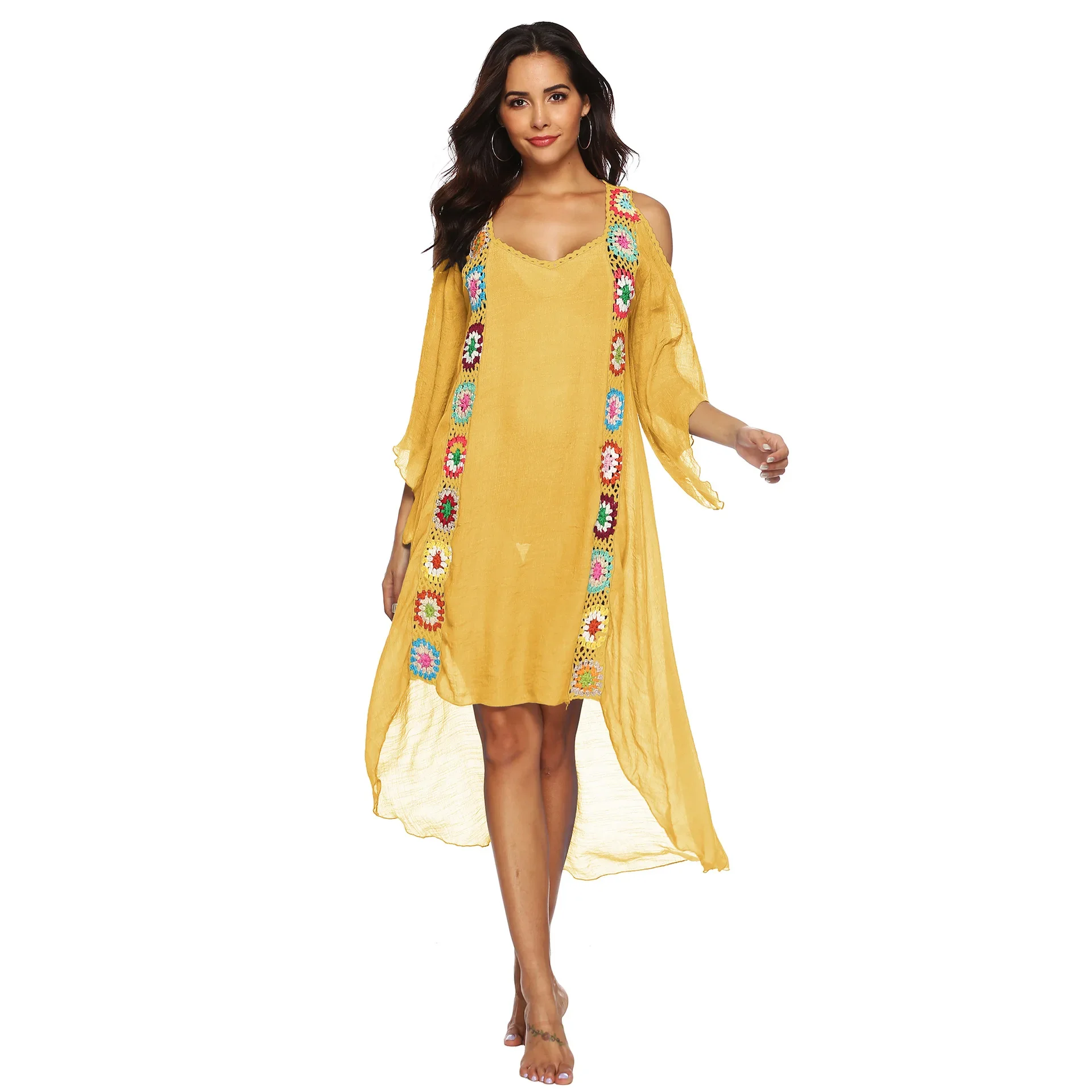 2025 Spring Summer Women's Hand Hook Flower Patchwork Irregular Off-shoulder Beach Skirt Sunscreen Bikini Blouse Yellow
2025 Spring Summer Women's Hand Hook Flower Patchwork Irregular Off-shoulder Beach Skirt Sunscreen Bikini Blouse Yellow
