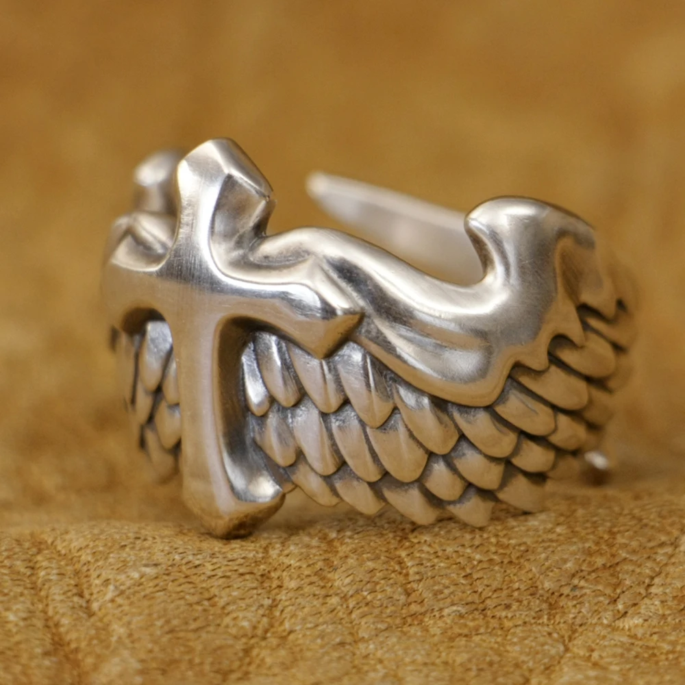 925 Sterling Silver Flying Cross Wing Charms Ring TA450 US Size 6~15
925 Sterling Silver Flying Cross Wing Charms Ring TA450 US Size 6~15