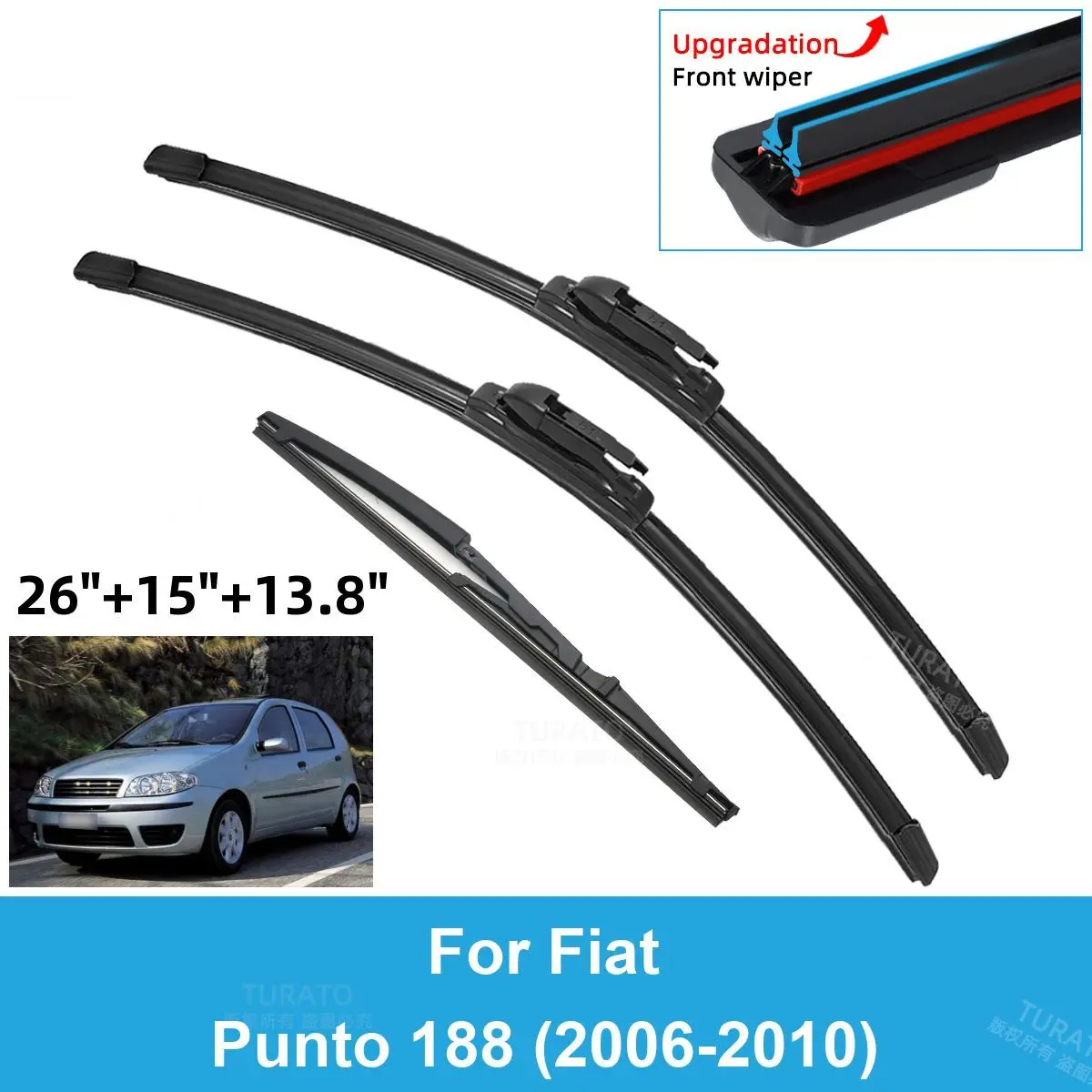 3PCS Car Wiper Blades for 2006-2010 Fiat Punto 188 Rear Windshield Wipers Double Rubber Car Accessories 2006 2007 2008 2009 2010
3PCS Car Wiper Blades for 2006-2010 Fiat Punto 188 Rear Windshield Wipers Double Rubber Car Accessories 2006 2007 2008 2009 2010