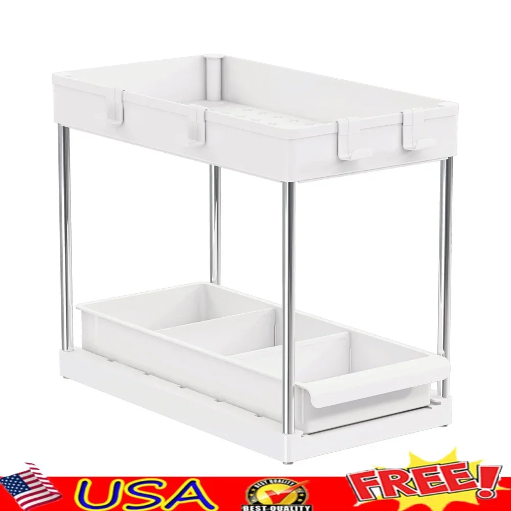 Multipurpose 2 Tier Storage Shelf with Sliding Drawer and Hanger Hooks Efficient Kitchen Organization
Multipurpose 2 Tier Storage Shelf with Sliding Drawer and Hanger Hooks Efficient Kitchen Organization