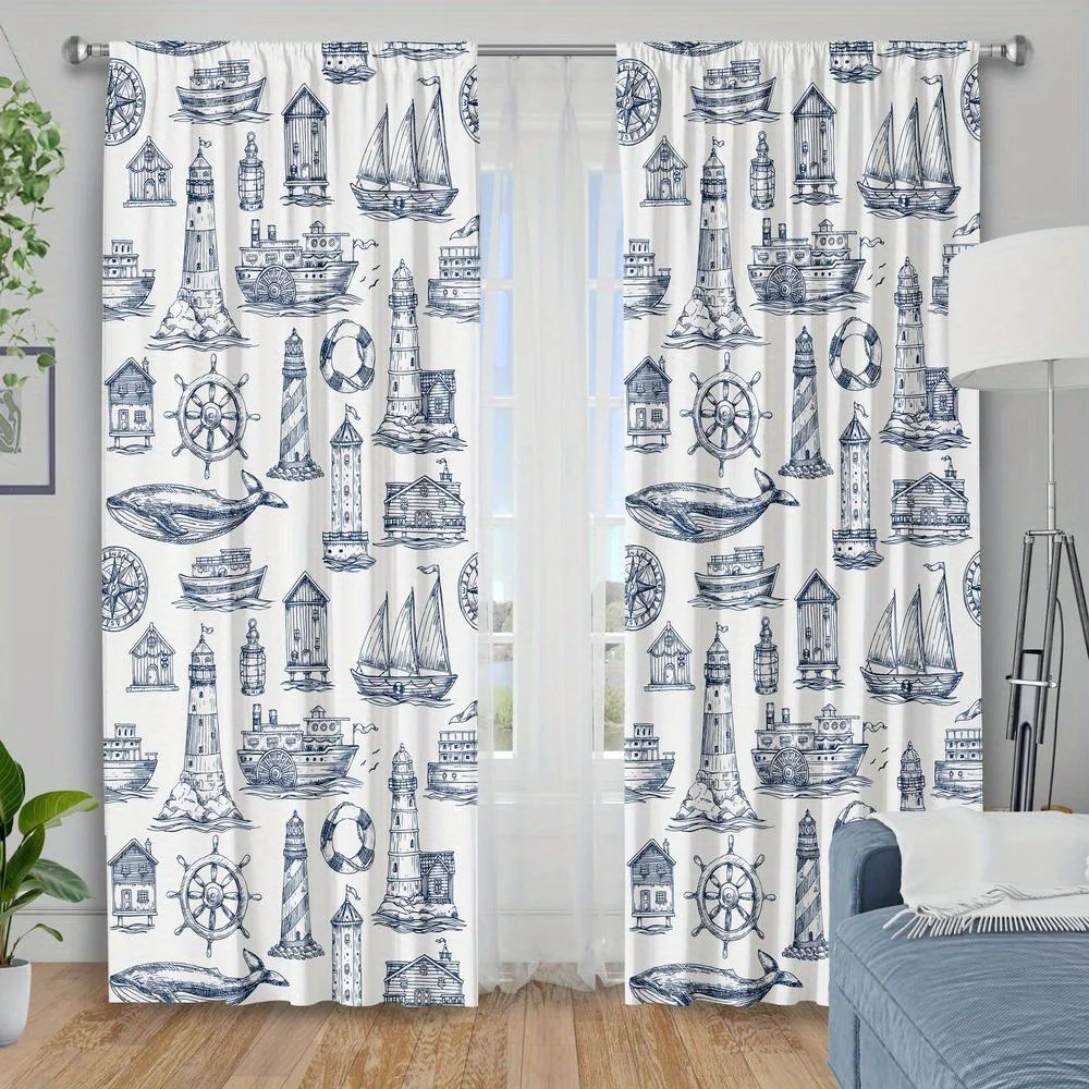 Nautical Lighthouse and Sailing Ship Sketch Curtains Home Decor Coastal Seaside Vintage Illustration Drapes for Living Room Wind
Nautical Lighthouse and Sailing Ship Sketch Curtains Home Decor Coastal Seaside Vintage Illustration Drapes for Living Room Wind