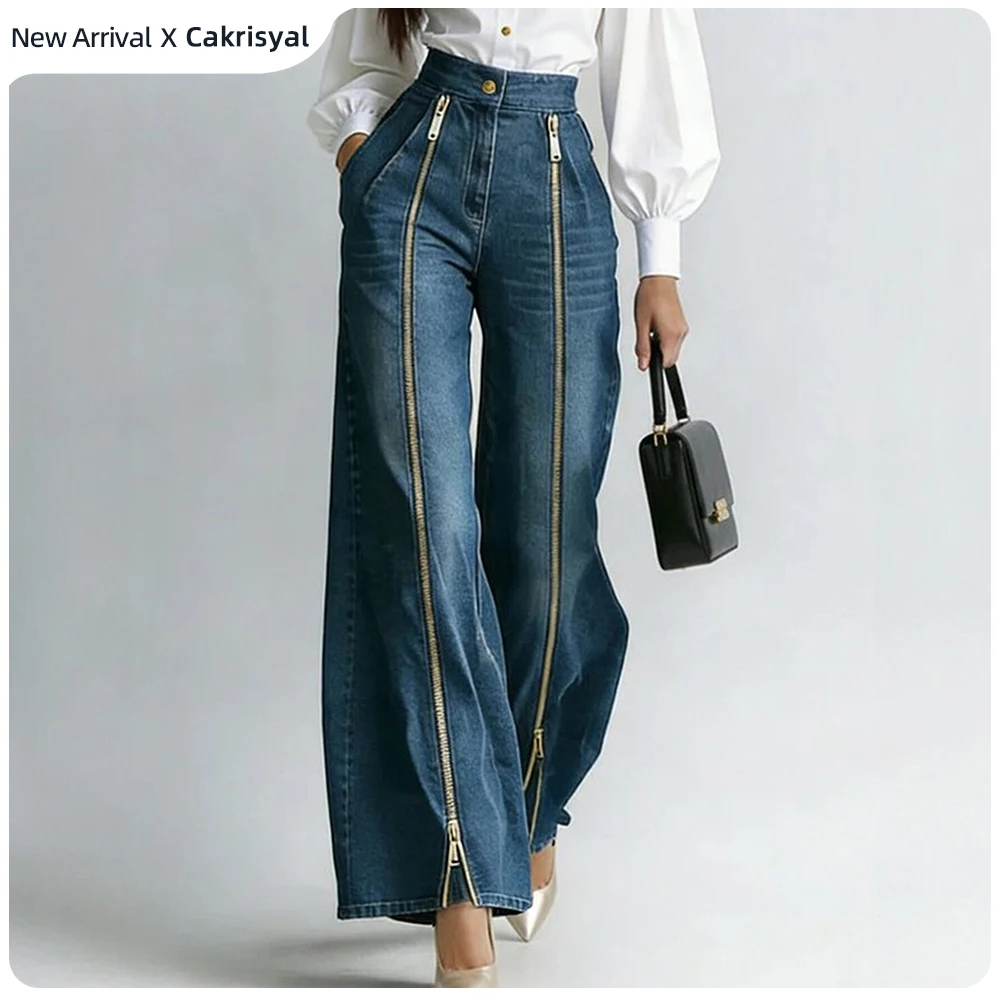 Women's Stylish Gold Zipper Denim Jeans Summer High Waist Fashionable Straight Tube Wide Leg Flared Denim Trouser For 2026 Pants
Women's Stylish Gold Zipper Denim Jeans Summer High Waist Fashionable Straight Tube Wide Leg Flared Denim Trouser For 2026 Pants