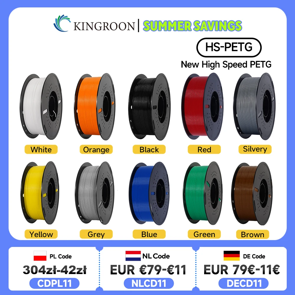 KINGROON Newest HS-PETG 3D Printer Filament 1.75mm High Speed 3D Printinng Material Hyper PETG 5KG 10KG Mix Color
KINGROON Newest HS-PETG 3D Printer Filament 1.75mm High Speed 3D Printinng Material Hyper PETG 5KG 10KG Mix Color