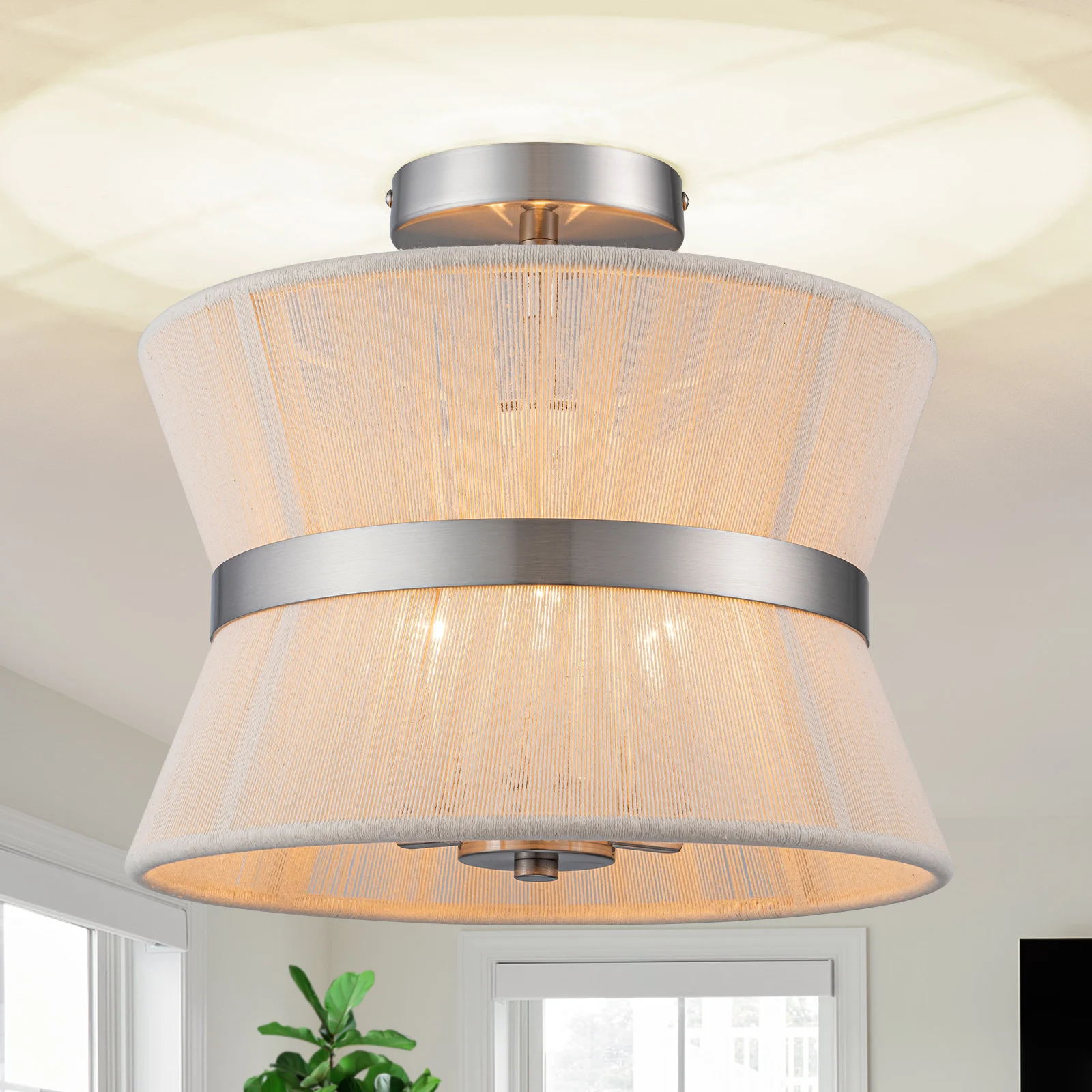 Brushed Nickel Semi Flush Mount Ceiling Light Fixture 12.6” Modern Drum Ceiling Lighting for Bedroom Dining Room
Brushed Nickel Semi Flush Mount Ceiling Light Fixture 12.6” Modern Drum Ceiling Lighting for Bedroom Dining Room