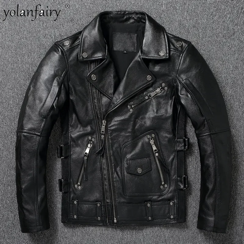 Harley Heavy Motorcycle Jacket Mens Pure Top Layer Cowhide Genuine Leather Jackets Men Slim Multi Zipper Cycling Coats Top Man F
Harley Heavy Motorcycle Jacket Mens Pure Top Layer Cowhide Genuine Leather Jackets Men Slim Multi Zipper Cycling Coats Top Man F