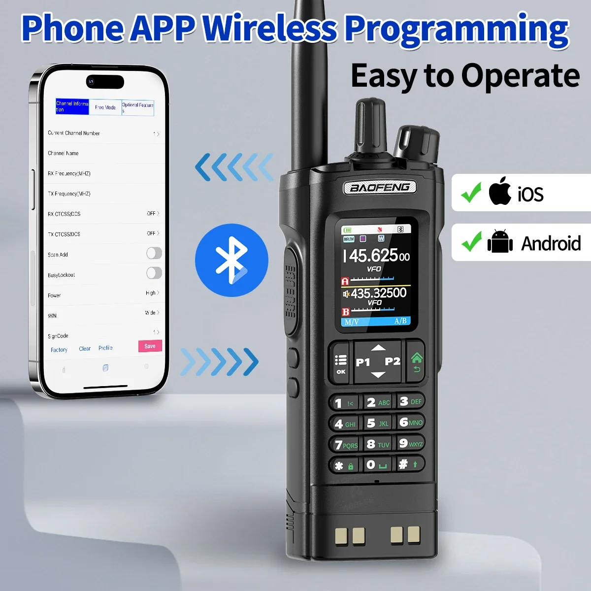BAOFENG UV-32 GPS Walkie Talkie 10W Multi Band Bluetooth Programming Wireless Copy Frequency NOAA Long Range Ham Two Way Radio
BAOFENG UV-32 GPS Walkie Talkie 10W Multi Band Bluetooth Programming Wireless Copy Frequency NOAA Long Range Ham Two Way Radio
