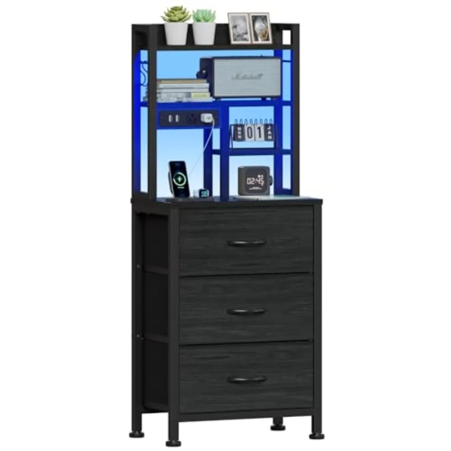 Tall Night Stand with Fabric s and LED Lights Nightstand with Bookshelf 45.3inch Tall Bedside Tables with USB Ports in Bedroom
Tall Night Stand with Fabric s and LED Lights Nightstand with Bookshelf 45.3inch Tall Bedside Tables with USB Ports in Bedroom
