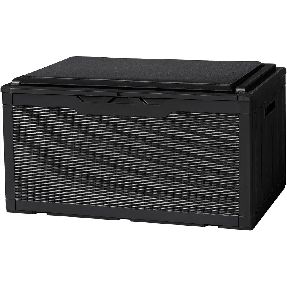 98 Gallon Waterproof Outdoor Cushioned Storage Deck Box with Lockable Lid for Patio Furniture and Accessories (Black)
98 Gallon Waterproof Outdoor Cushioned Storage Deck Box with Lockable Lid for Patio Furniture and Accessories (Black)