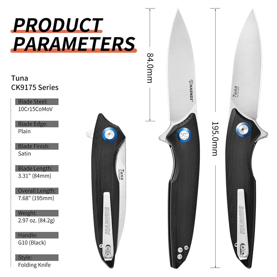 Harnds Tuna CK9175 Folding Pocket Knife, Camping Knife, Men’s Folding Knife, Suitable for Daily Life and Outdoor Hiking, Fishing
Harnds Tuna CK9175 Folding Pocket Knife, Camping Knife, Men’s Folding Knife, Suitable for Daily Life and Outdoor Hiking, Fishing