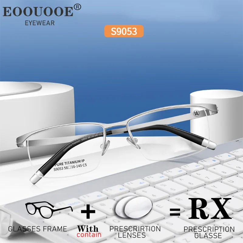 New High-Quality Eyewear Men's Prescription Lenses Progressive Myopia Optics Pure Titanium Half-Frame Office Anti Blue Light
New High-Quality Eyewear Men's Prescription Lenses Progressive Myopia Optics Pure Titanium Half-Frame Office Anti Blue Light