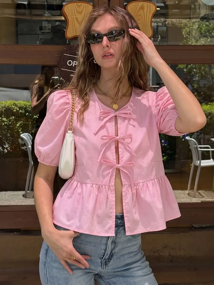 HH Women Fashion Loose Puff Sleeve Shirt Lace Up O Neck Cropped Top Spring Summer Elegant Party Vacation Vintage Ruffle Blouse
HH Women Fashion Loose Puff Sleeve Shirt Lace Up O Neck Cropped Top Spring Summer Elegant Party Vacation Vintage Ruffle Blouse