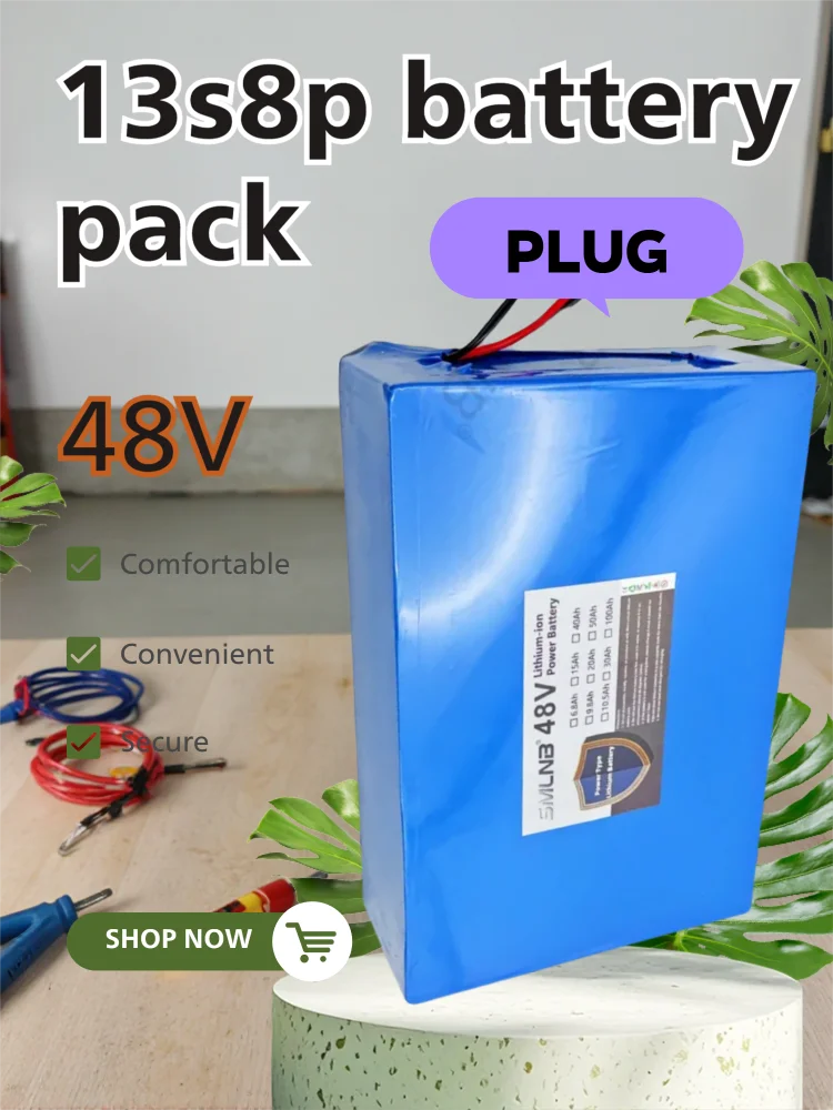 18650 13S8P battery pack 48V 30000mAh large capacity lithium 2000W electric bicycle battery 50A with BMS+54.6V 2A charger
18650 13S8P battery pack 48V 30000mAh large capacity lithium 2000W electric bicycle battery 50A with BMS+54.6V 2A charger