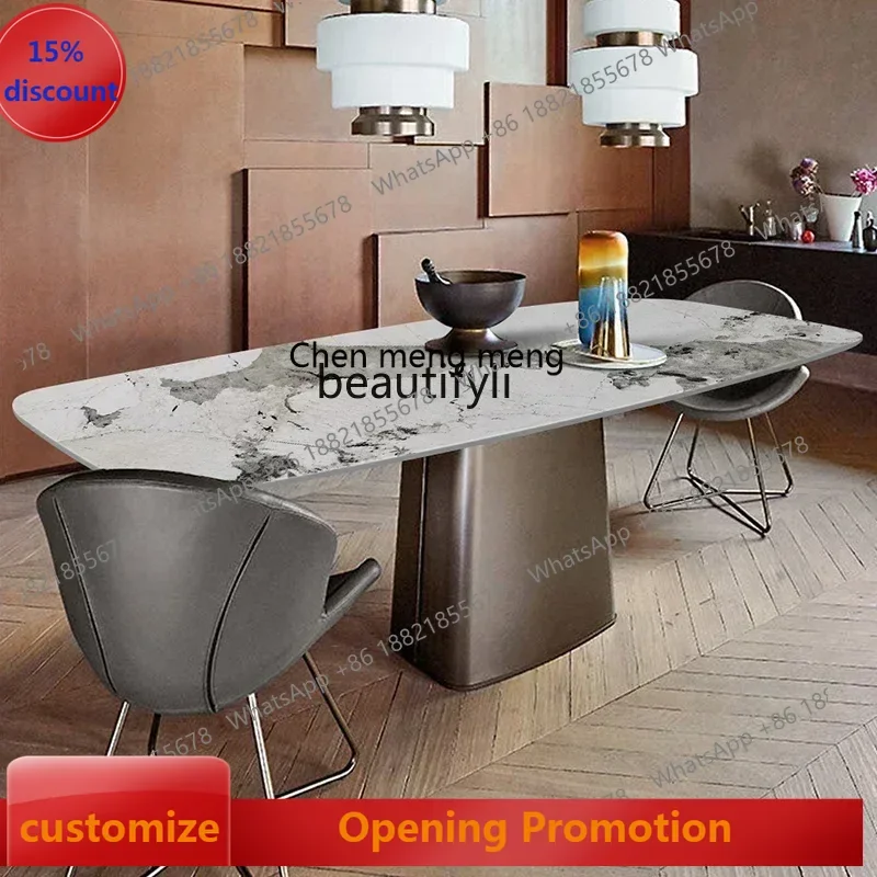 ss7486 Italian light luxury rock slab dining table rectangular marble small apartment dining table and chair combination New Lig
ss7486 Italian light luxury rock slab dining table rectangular marble small apartment dining table and chair combination New Lig