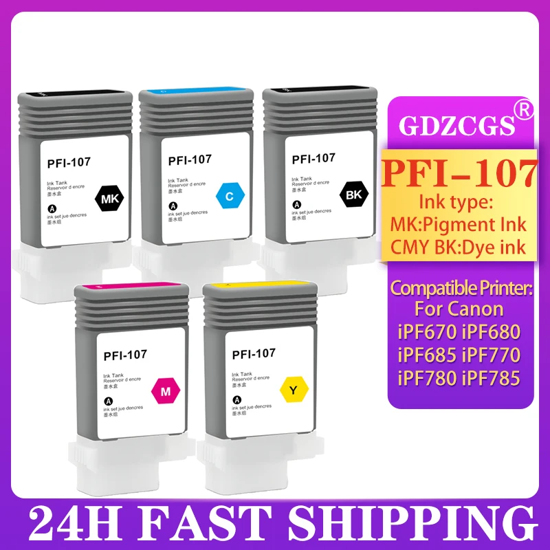 PFI-107 pfi107 Ink Cartridge for Canon iPF670 iPF680 iPF685 iPF770 iPF780 iPF785 Printer with Chips Full with ink
PFI-107 pfi107 Ink Cartridge for Canon iPF670 iPF680 iPF685 iPF770 iPF780 iPF785 Printer with Chips Full with ink