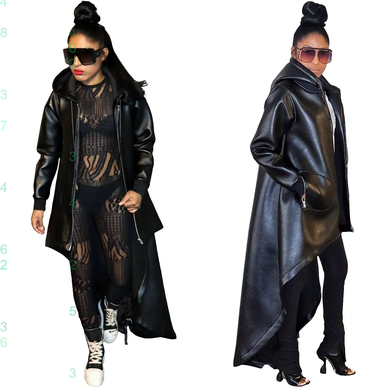 Women's PU Leather Hooded Cape Coat Long Sleeve Drawstring Asymmetrical Jackets
Women's PU Leather Hooded Cape Coat Long Sleeve Drawstring Asymmetrical Jackets