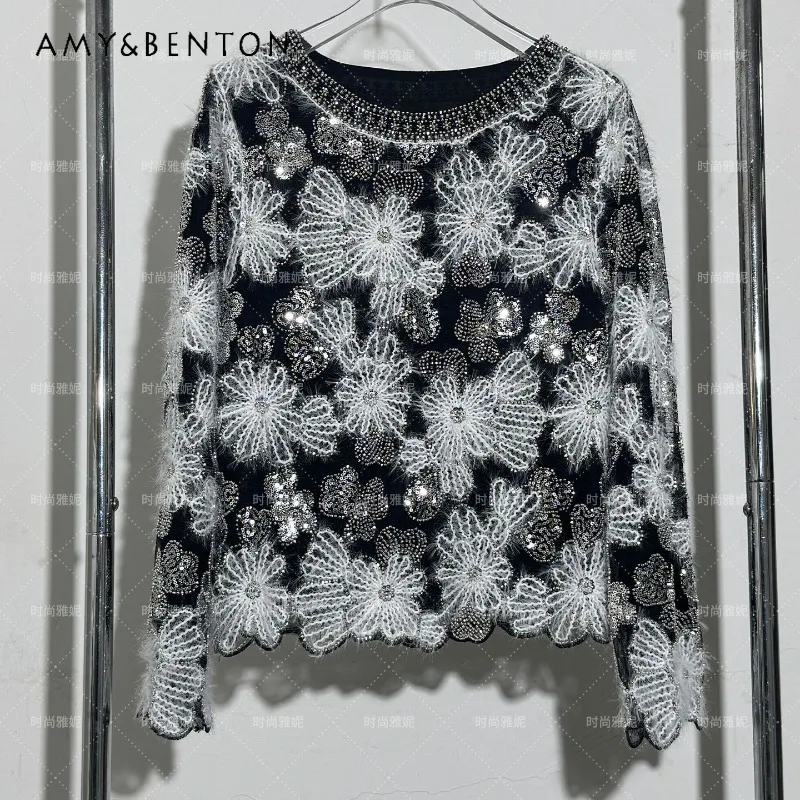 Роскошная женская блузка для выступлений: ретро-дизайн, длинные рукава, круглый вырез, расшитая бисером, пайетками и жемчугом, с цветочным узором, шикарный дизайн
Роскошная женская блузка для выступлений: ретро-дизайн, длинные рукава, круглый вырез, расшитая бисером, пайетками и жемчугом, с цветочным узором, шикарный дизайн