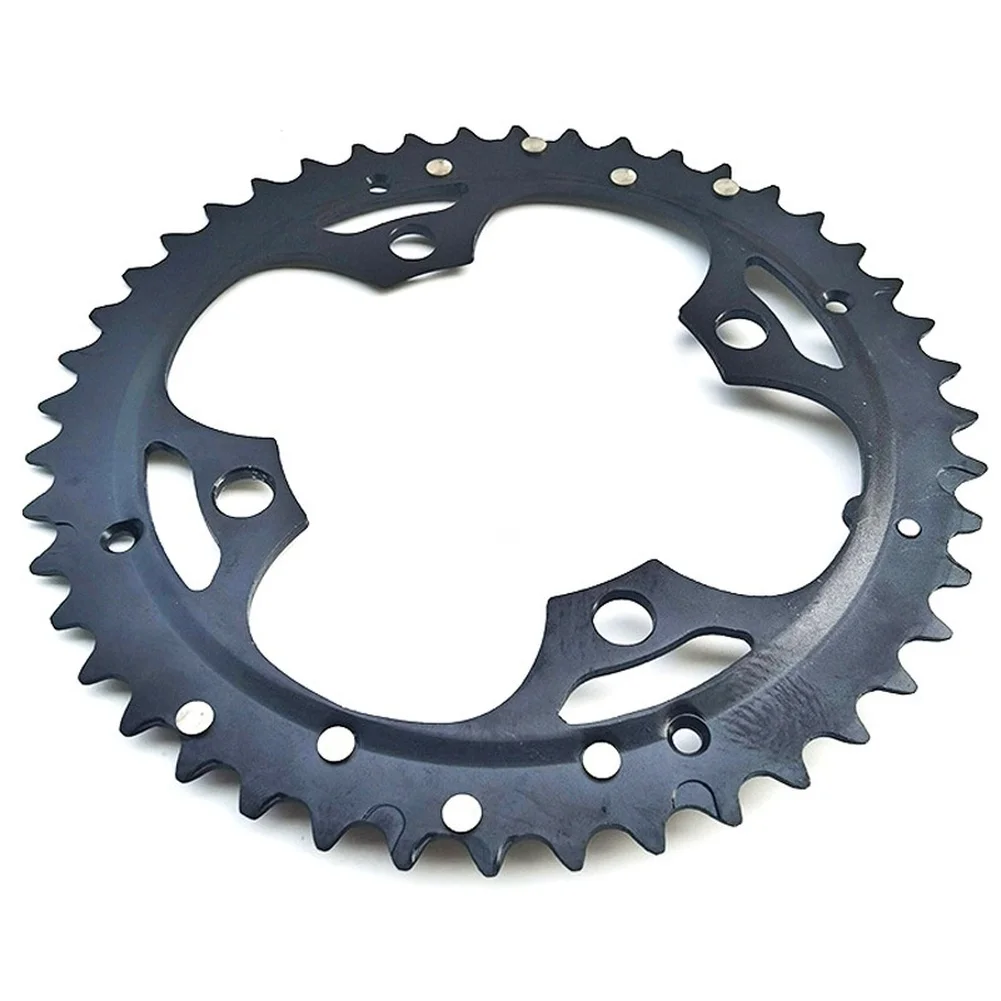 44T Black Aluminum Chainring for 8 Speed and 9 Speed Bicycles Engineered to Fit 104mm Crankset Mounting Standards
44T Black Aluminum Chainring for 8 Speed and 9 Speed Bicycles Engineered to Fit 104mm Crankset Mounting Standards