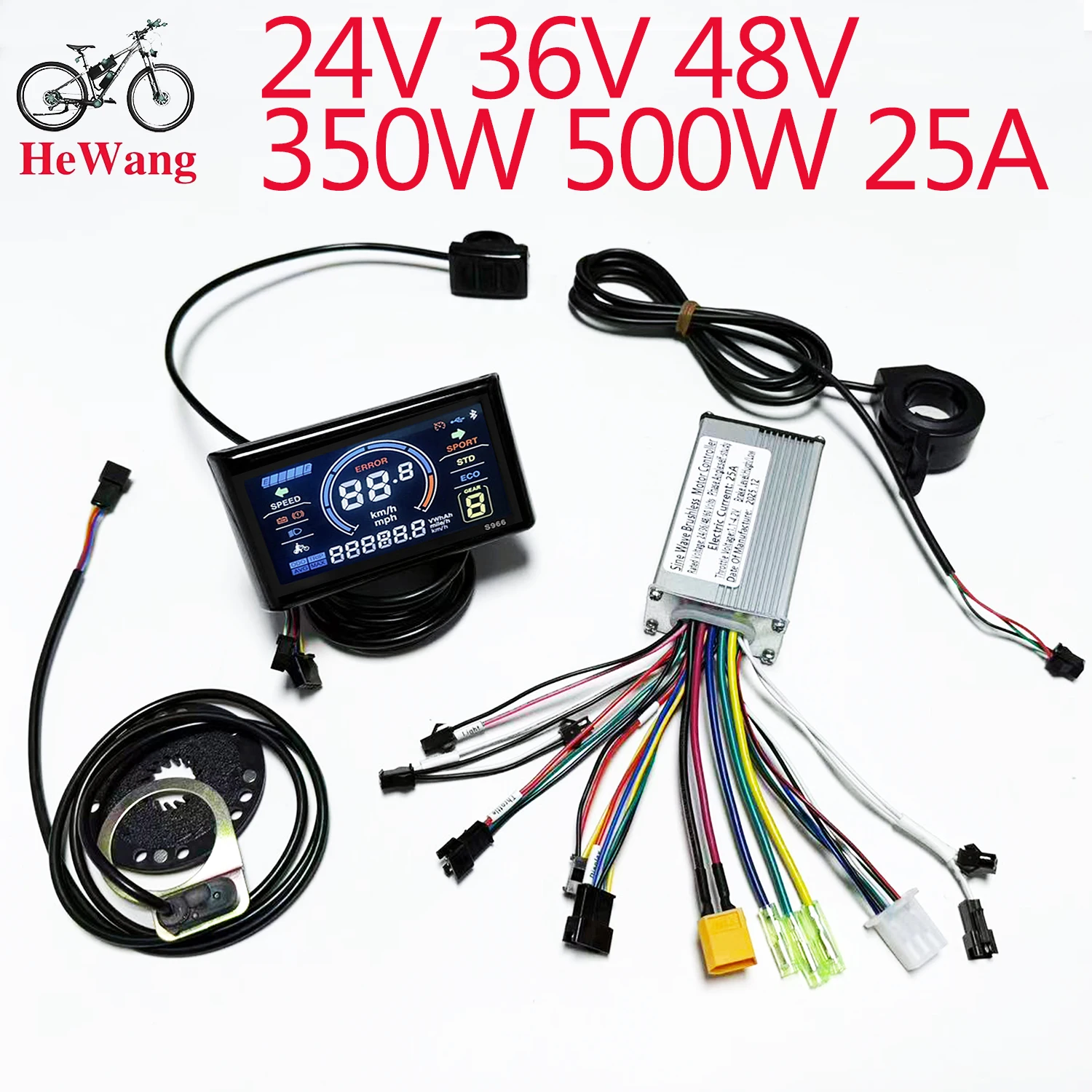 Sine Wave Controller With S966(sw900)LCD Display 24V 36V 48V 350W 500W 25A Ebike Controller with Throttle and PAS for E-Scooter
Sine Wave Controller With S966(sw900)LCD Display 24V 36V 48V 350W 500W 25A Ebike Controller with Throttle and PAS for E-Scooter