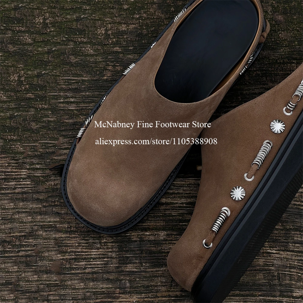 Fashion Men Suede Slip on Mules Shoes Cutout Metal Ring Decor Mens Casual Shoes Daily Wear Street Trendy Shoes for Man Leather
Fashion Men Suede Slip on Mules Shoes Cutout Metal Ring Decor Mens Casual Shoes Daily Wear Street Trendy Shoes for Man Leather