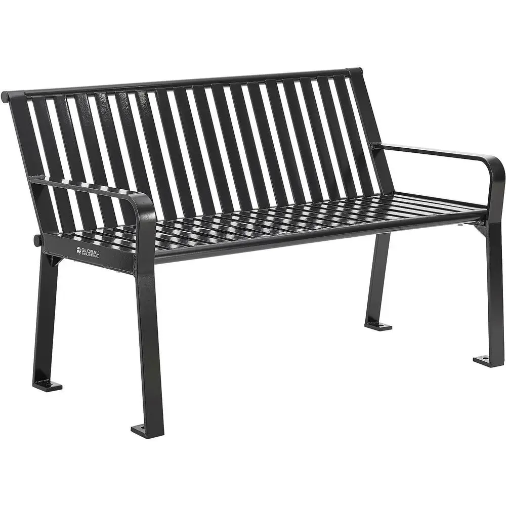 Heavy-Duty Outdoor Park Bench with Backrest, 600 lbs Capacity, Black, Unassembled, Steel Slat Construction
Heavy-Duty Outdoor Park Bench with Backrest, 600 lbs Capacity, Black, Unassembled, Steel Slat Construction