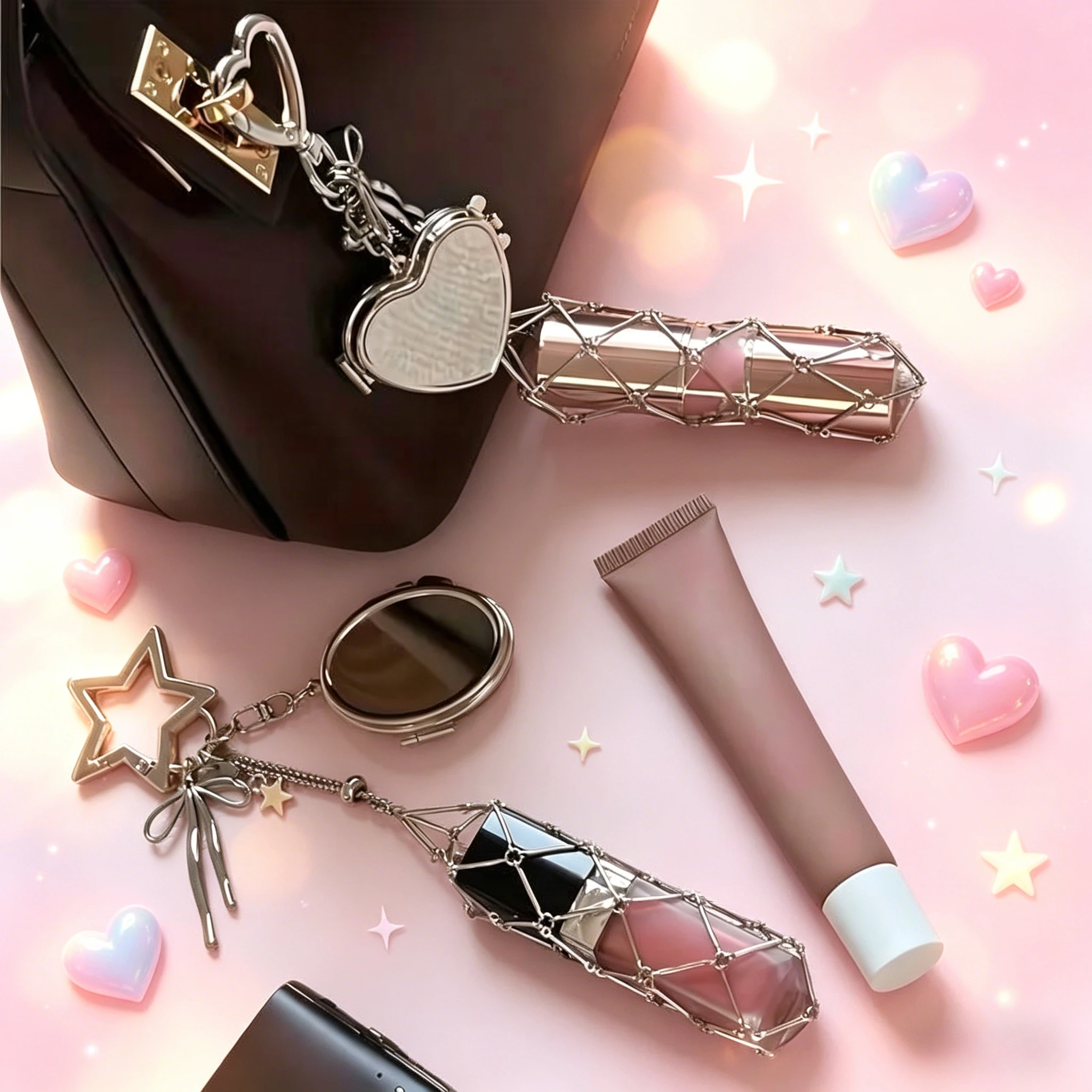 New Stainless Steel Lady Fashion Lipstick Mirror Case Mesh Keychain Pendant Personalized Keyring Bag Ornament Lightweight Star
New Stainless Steel Lady Fashion Lipstick Mirror Case Mesh Keychain Pendant Personalized Keyring Bag Ornament Lightweight Star