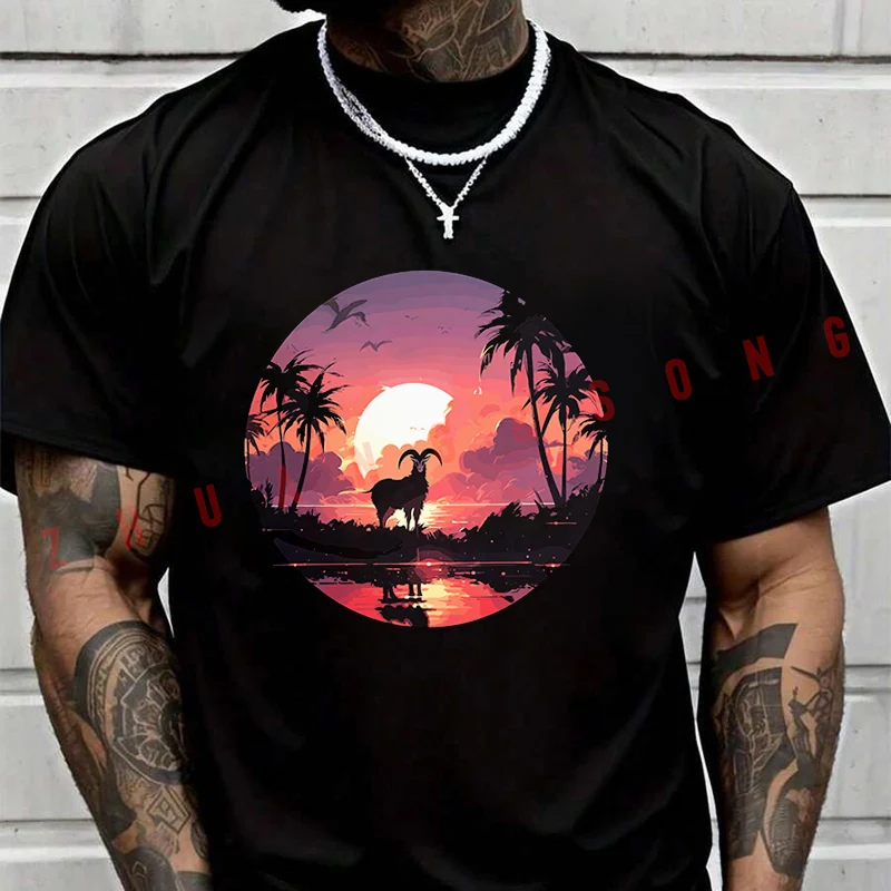 Animals Goats Sunset Goat Men's Fashion T-shirt Casual Trendy Tshirts For Summer Comfortable Short Sleeve Tops
Animals Goats Sunset Goat Men's Fashion T-shirt Casual Trendy Tshirts For Summer Comfortable Short Sleeve Tops