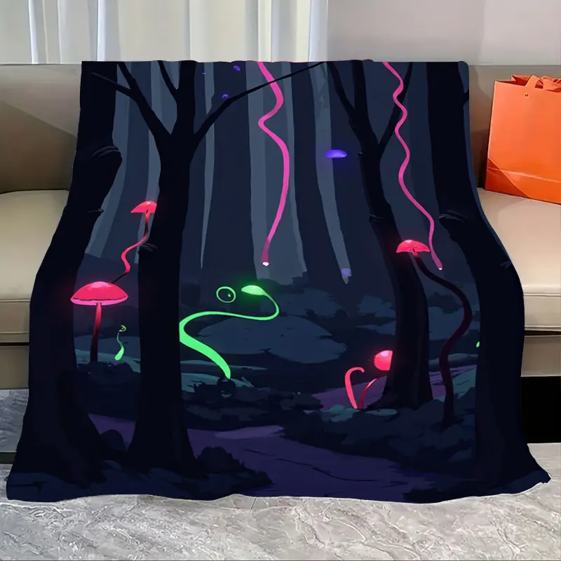 1 шт. фланелевое одеяло, светящееся одеяло с грибами и лесом — уютный, яркий и очаровательный дизайн 
1 шт. фланелевое одеяло, светящееся одеяло с грибами и лесом — уютный, яркий и очаровательный дизайн