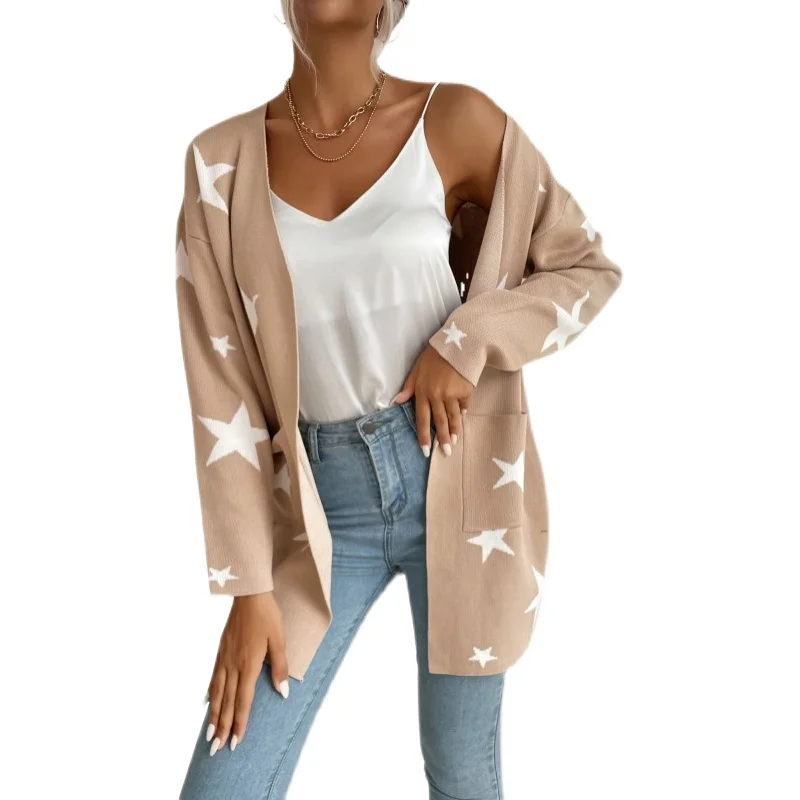 Woman Spring Autumn Style Cardigan Seater Lady Casual Long Sleeve Star Printed Long Cardigan AA4545
Woman Spring Autumn Style Cardigan Seater Lady Casual Long Sleeve Star Printed Long Cardigan AA4545