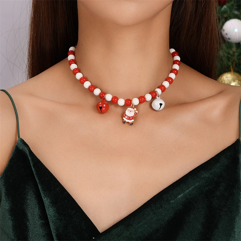 Fashion Christmas Santa Claus Bell Necklace for Women Handmade Beads Choker Necklace Girls Party Festival Jewelry Gifts
Fashion Christmas Santa Claus Bell Necklace for Women Handmade Beads Choker Necklace Girls Party Festival Jewelry Gifts