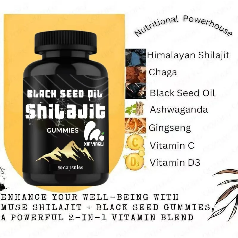 Pure Shilajit capsules for men and women, Shilajit black seed oil, high-efficiency pure Himalayan, energy, immune health support
Pure Shilajit capsules for men and women, Shilajit black seed oil, high-efficiency pure Himalayan, energy, immune health support
