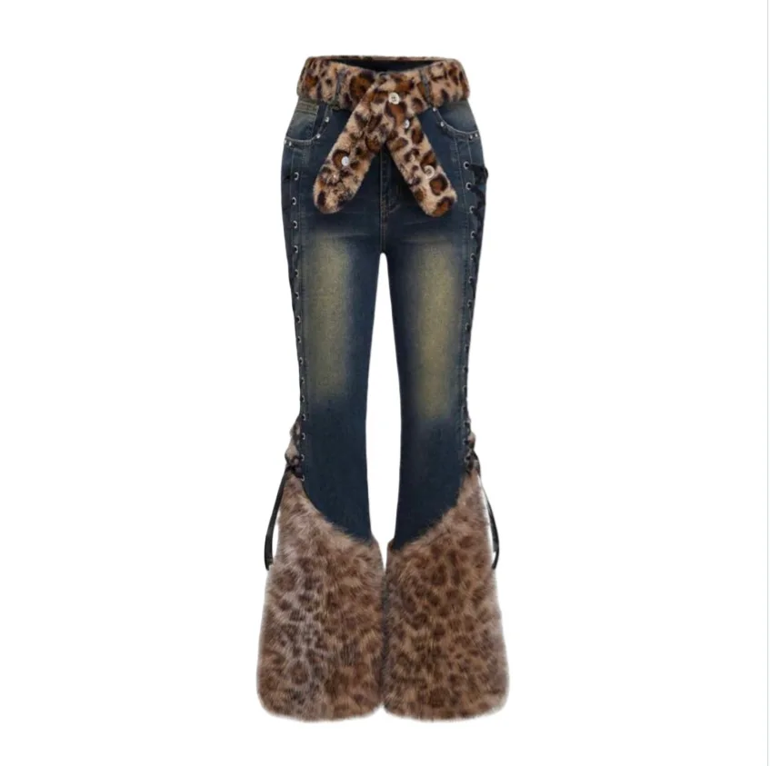 Женские джинсы-скинни из искусственного меха с леопардовым принтом и завязками, модные 2026 года, для уличного и повседневного зимнего образа
Женские джинсы-скинни из искусственного меха с леопардовым принтом и завязками, модные 2026 года, для уличного и повседневного зимнего образа