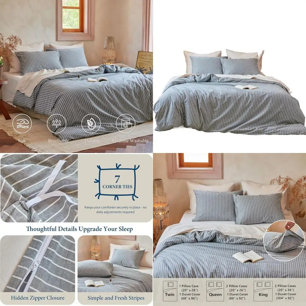 Комплект пододеяльников в полоску из 100% хлопка размера «king-size» с 2 наволочками, натуральный дышащий, темно-серый-белый, всесезонный комплект на молнии
Комплект пододеяльников в полоску из 100% хлопка размера «king-size» с 2 наволочками, натуральный дышащий, темно-серый-белый, всесезонный комплект на молнии