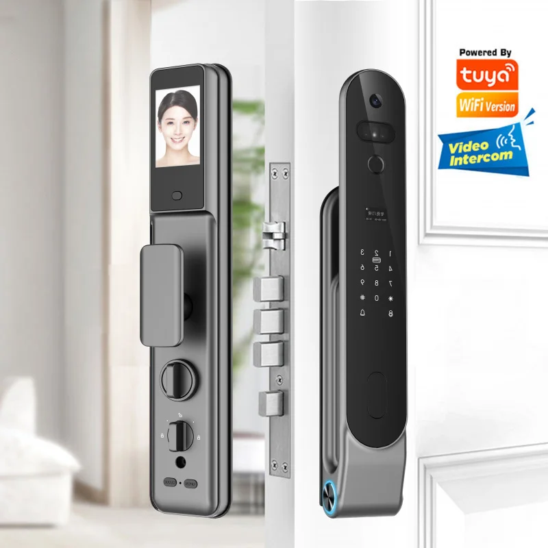 Умный дверной замок Tuya с Wi-Fi, 3D-распознаванием лиц, автоматическим распознаванием отпечатков ладоней и камерой для деревянных дверей
Умный дверной замок Tuya с Wi-Fi, 3D-распознаванием лиц, автоматическим распознаванием отпечатков ладоней и камерой для деревянных дверей