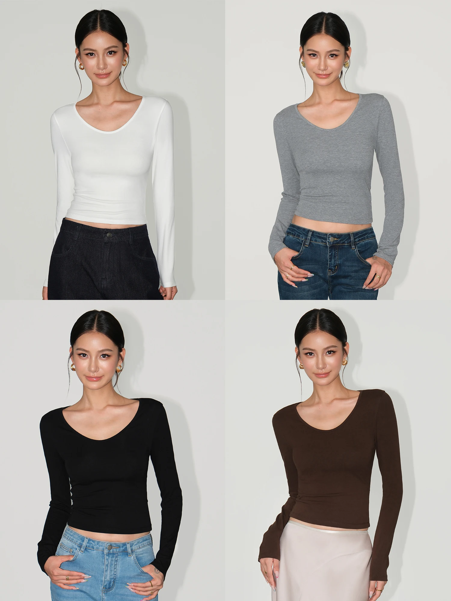 NEVA HU Women's Slim Fit Long Sleeve T-Shirt Basic Style V-Neck Short Pure Color Base Layer Shirt Casual Style Inner Wear
NEVA HU Women's Slim Fit Long Sleeve T-Shirt Basic Style V-Neck Short Pure Color Base Layer Shirt Casual Style Inner Wear